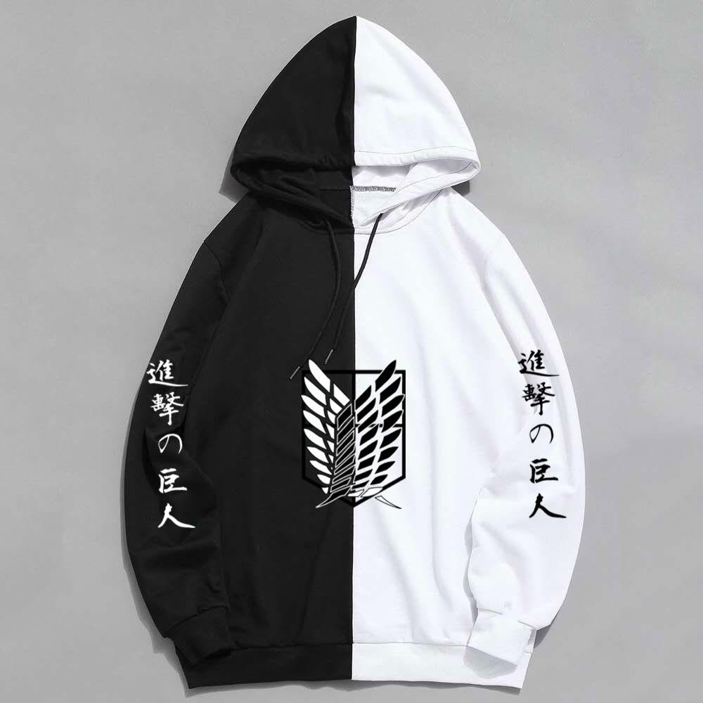 Attack on Titan Hoodie Black White No.2