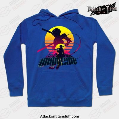 retro style levi ackerman hoodie blue s 586 - Attack On Titan Merch