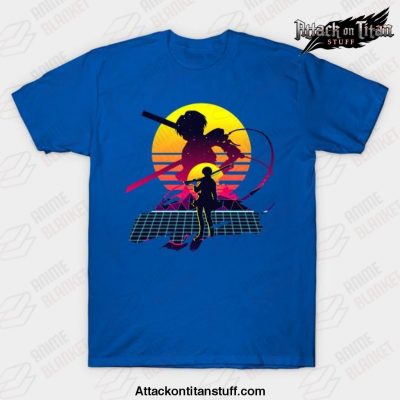 retro style levi ackerman t shirt blue s 796 - Attack On Titan Merch