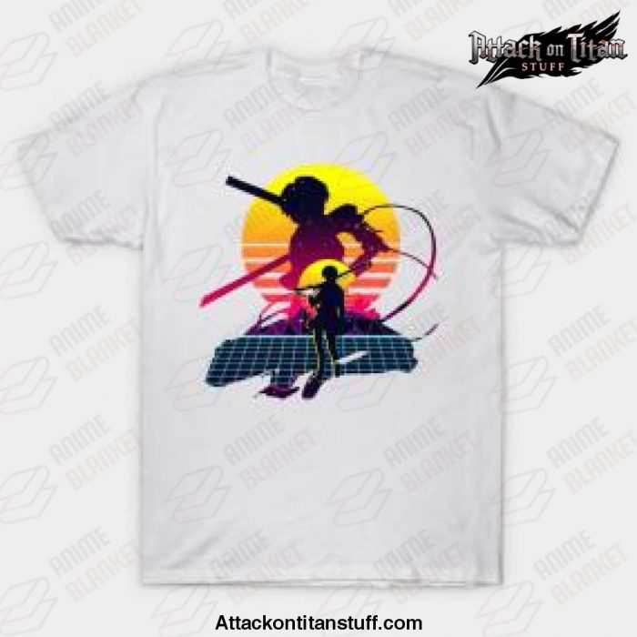 retro style levi ackerman t shirt white s 802 - Attack On Titan Merch