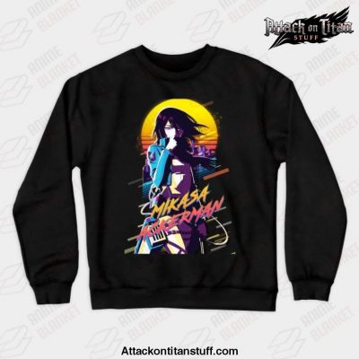 shingeki no kyojin mikasa ackerman crewneck sweatshirt black s 675 - Attack On Titan Merch