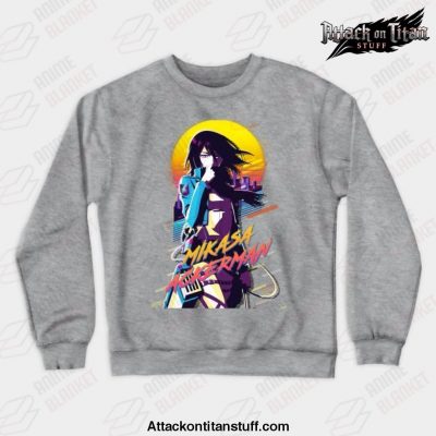 shingeki no kyojin mikasa ackerman crewneck sweatshirt gray s 811 - Attack On Titan Merch