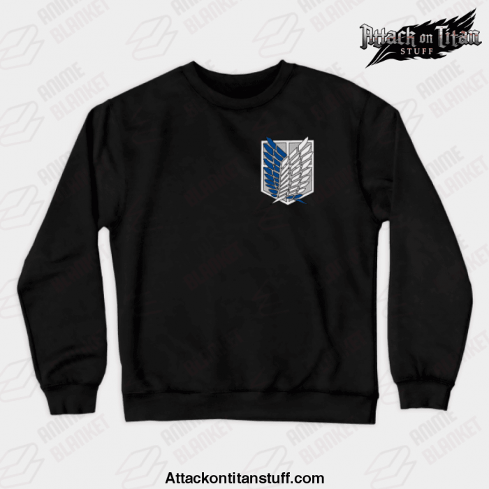 the survey corps crewneck sweatshirt black s 144 - Attack On Titan Merch