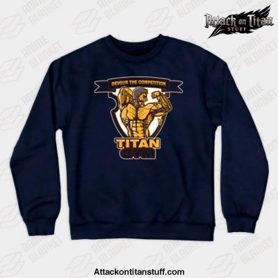 titan gym crewneck sweatshirt navy blue s 709 - Attack On Titan Merch