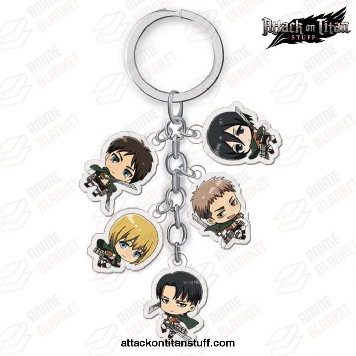 5 pieces attack on titan keychain figure 716 1 - Attack On Titan Merch