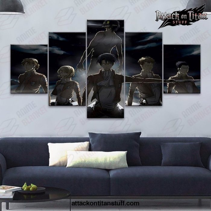 5 pieces attack on titan team canvas wall art 346 1 - Attack On Titan Merch