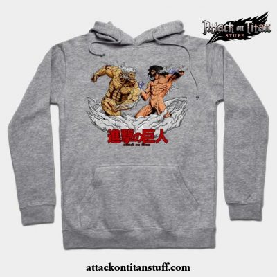 armored titan vs attack hoodie gray s 903 - Attack On Titan Merch