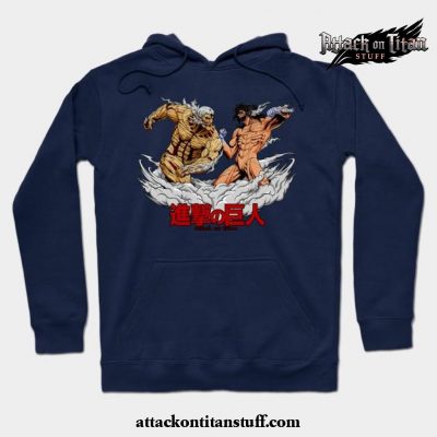 armored titan vs attack hoodie navy blue s 730 - Attack On Titan Merch