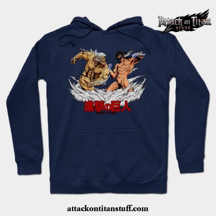 armored titan vs attack hoodie navy blue s 730 - Attack On Titan Merch