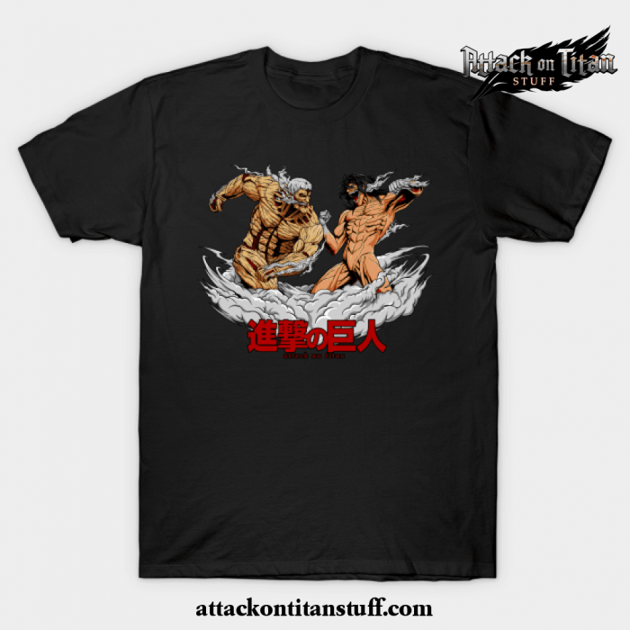 armored titan vs attack t shirt black s 942 - Attack On Titan Merch