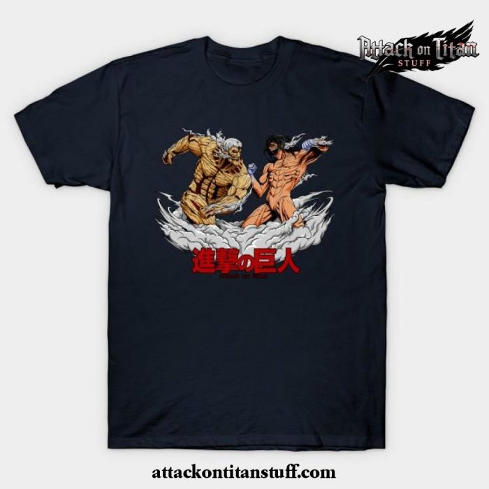 armored titan vs attack t shirt navy blue s 409 - Attack On Titan Merch