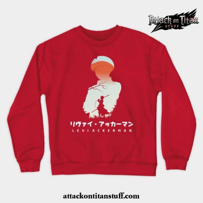 attack on titan levi negative space crewneck sweatshirt red s 624 - Attack On Titan Merch