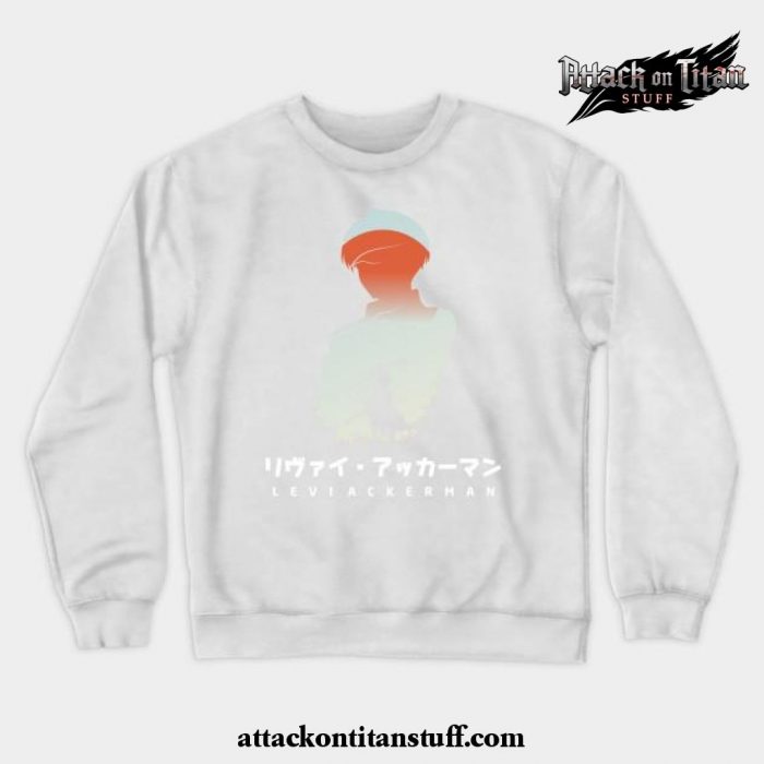 attack on titan levi negative space crewneck sweatshirt white s 437 - Attack On Titan Merch