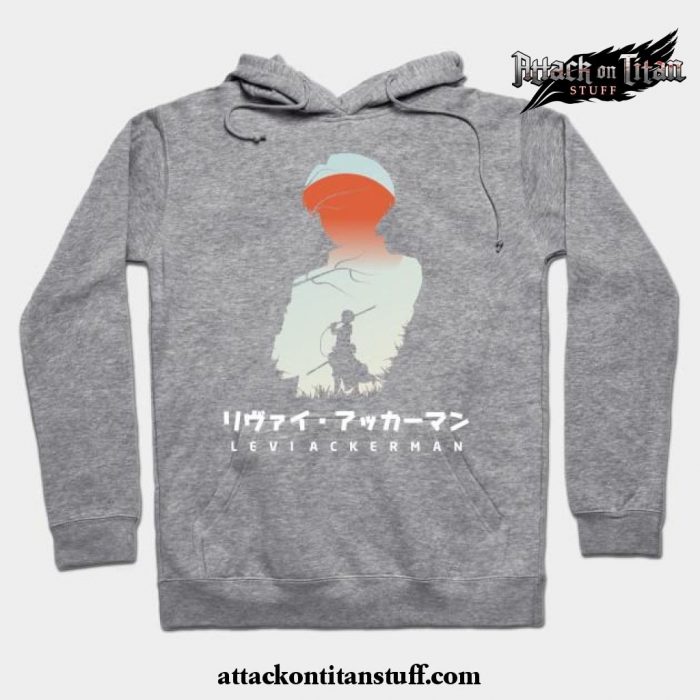 attack on titan levi negative space hoodie gray s 254 - Attack On Titan Merch