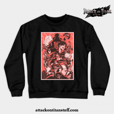 attack on titans design crewneck sweatshirt black s 835 - Attack On Titan Merch