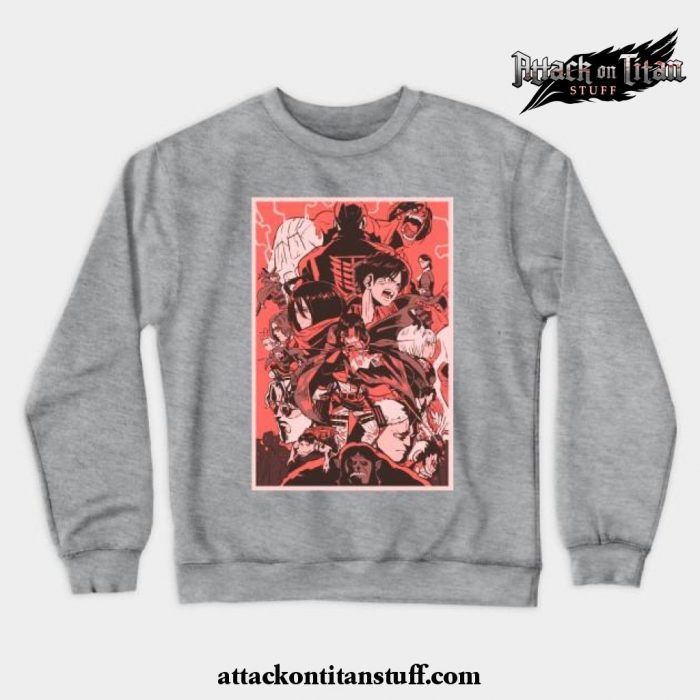 attack on titans design crewneck sweatshirt gray s 802 - Attack On Titan Merch