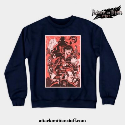 attack on titans design crewneck sweatshirt navy blue s 709 - Attack On Titan Merch