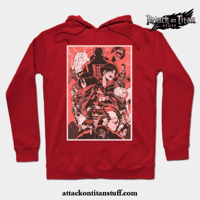 attack on titans design hoodie red s 577 - Attack On Titan Merch