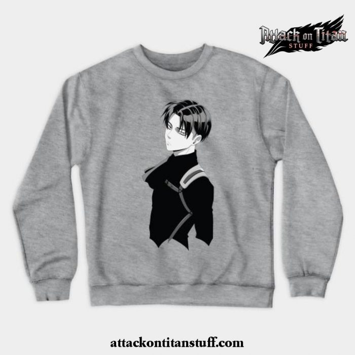 black levi ackerman crewneck sweatshirt gray s 533 - Attack On Titan Merch