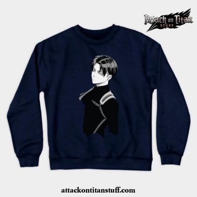 black levi ackerman crewneck sweatshirt navy blue s 490 - Attack On Titan Merch