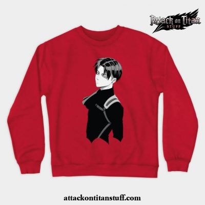 black levi ackerman crewneck sweatshirt red s 212 - Attack On Titan Merch