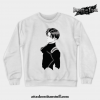 black levi ackerman crewneck sweatshirt white s 854 - Attack On Titan Merch