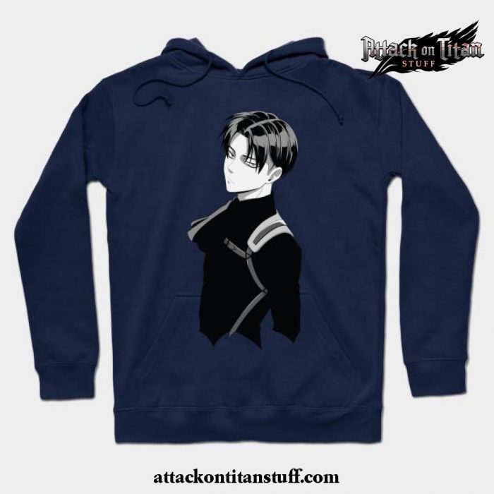 black levi ackerman hoodie navy blue s 247 - Attack On Titan Merch