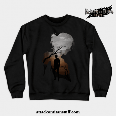 eren aot crewneck sweatshirt black s 727 - Attack On Titan Merch