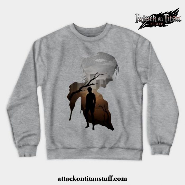 eren aot crewneck sweatshirt gray s 608 - Attack On Titan Merch