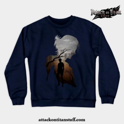 eren aot crewneck sweatshirt navy blue s 154 - Attack On Titan Merch