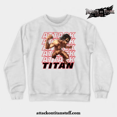 eren jaeger titan crewneck sweatshirt white s 940 - Attack On Titan Merch