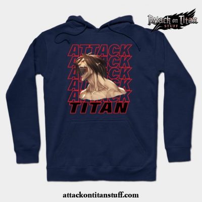 eren jaeger titan scream hoodie navy blue s 172 - Attack On Titan Merch