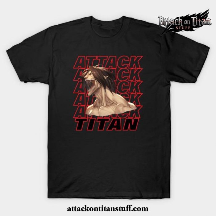 eren jaeger titan scream t shirt black s 227 - Attack On Titan Merch