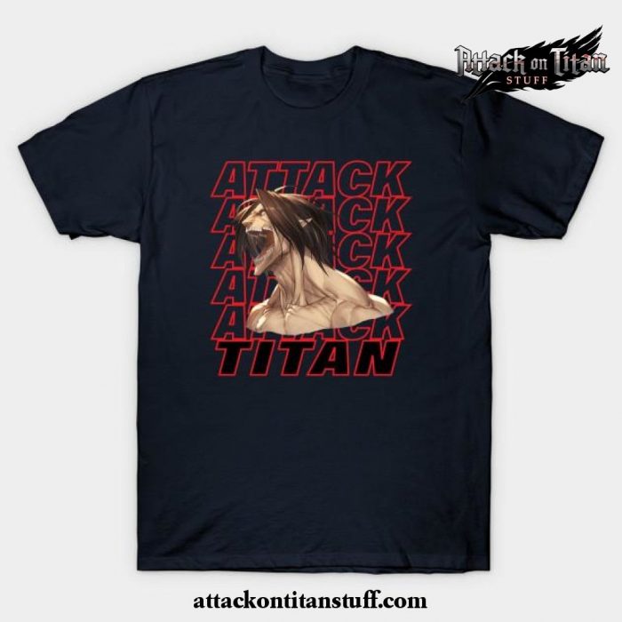 eren jaeger titan scream t shirt navy blue s 810 - Attack On Titan Merch