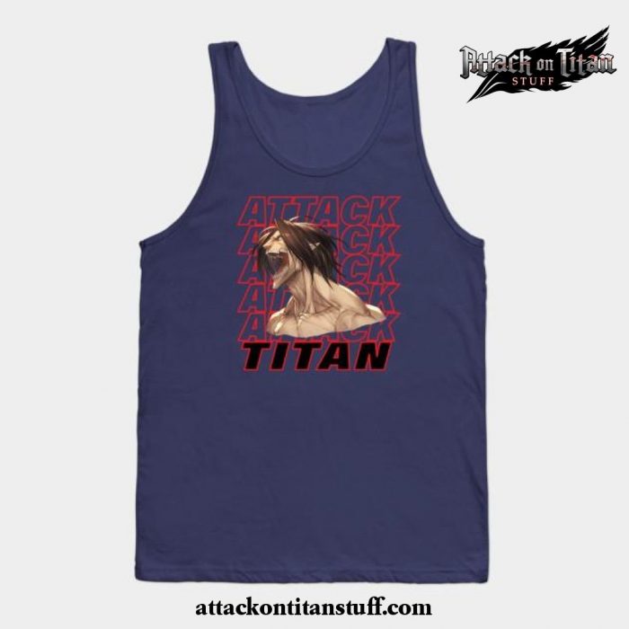 eren jaeger titan scream tank top navy blue s 909 - Attack On Titan Merch