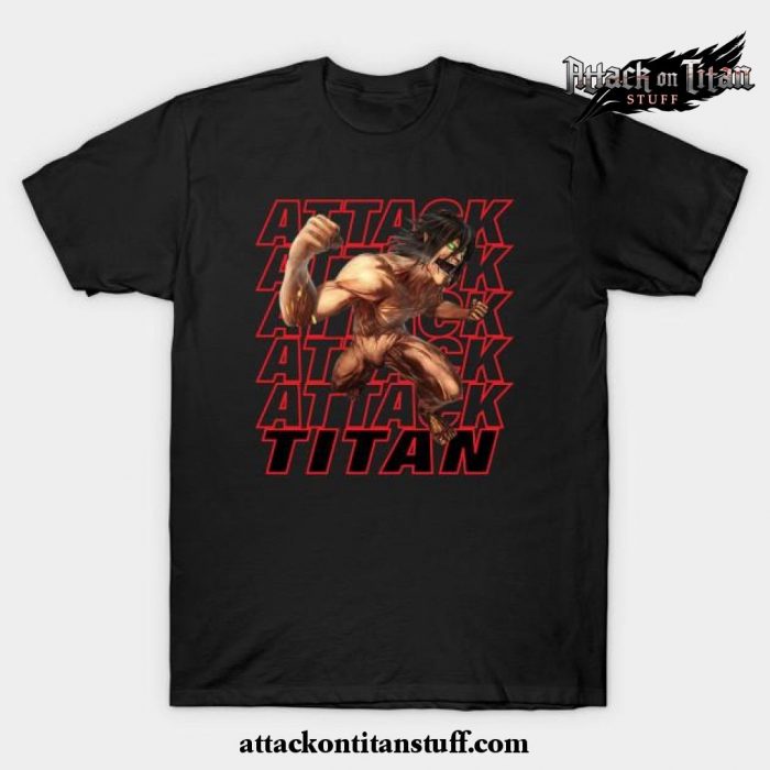 eren jaeger titan t shirt black s 426 - Attack On Titan Merch