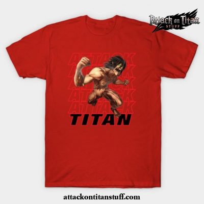 eren jaeger titan t shirt red s 773 - Attack On Titan Merch