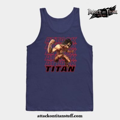 eren jaeger titan tank top navy blue s 906 - Attack On Titan Merch