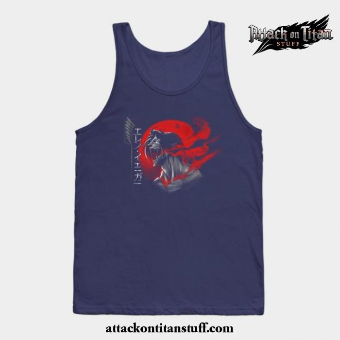 eren tank top navy blue s 374 - Attack On Titan Merch