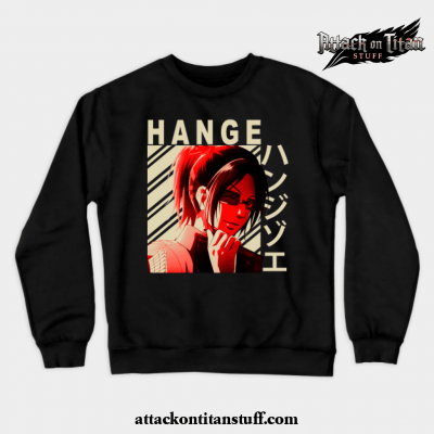 hange zoe crewneck sweatshirt black s 951 - Attack On Titan Merch