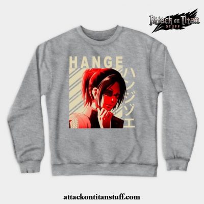 hange zoe crewneck sweatshirt gray s 281 - Attack On Titan Merch