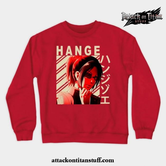 hange zoe crewneck sweatshirt red s 197 - Attack On Titan Merch