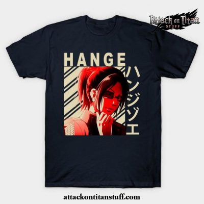 hange zoe t shirt navy blue s 431 - Attack On Titan Merch