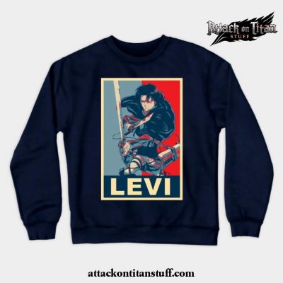 levi ackerman poster crewneck sweatshirt navy blue s 400 - Attack On Titan Merch