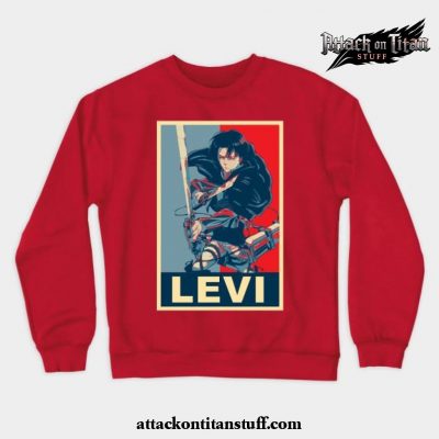 levi ackerman poster crewneck sweatshirt red s 528 - Attack On Titan Merch