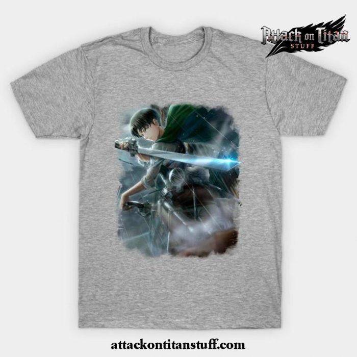 levi ackerman t shirt gray s 116 - Attack On Titan Merch