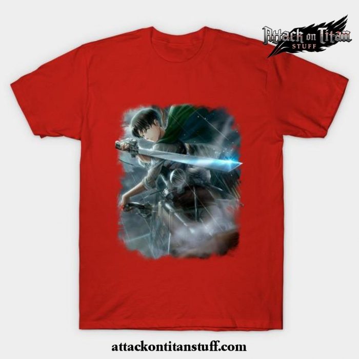 levi ackerman t shirt red s 761 - Attack On Titan Merch