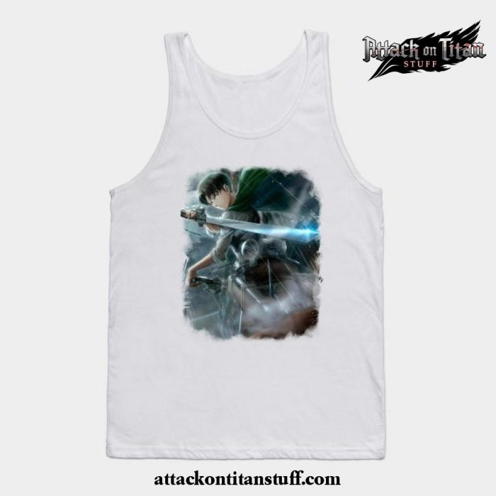 levi ackerman with sword tank top white s 336 - Attack On Titan Merch