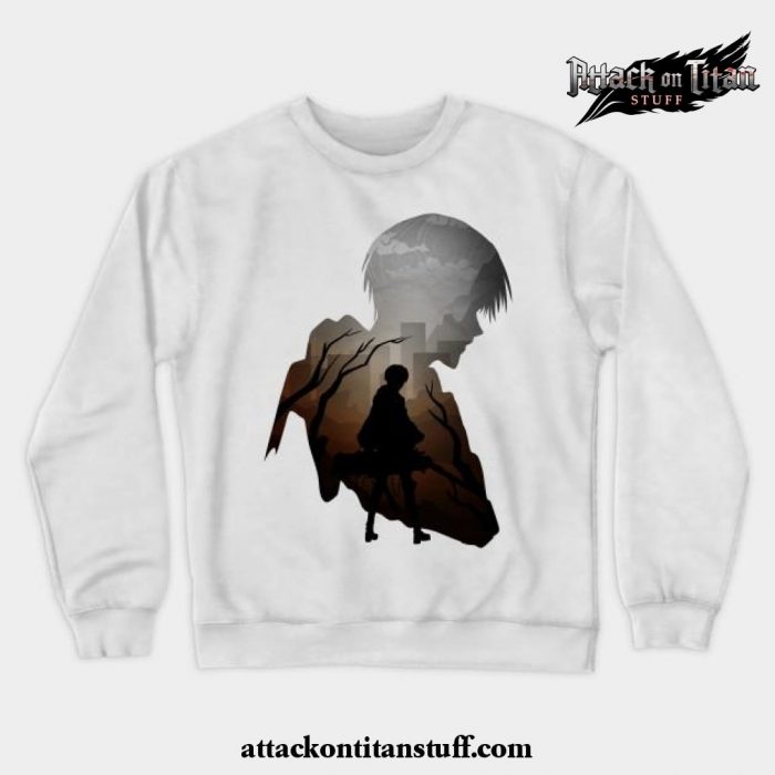 levi aot art crewneck sweatshirt white s 141 - Attack On Titan Merch