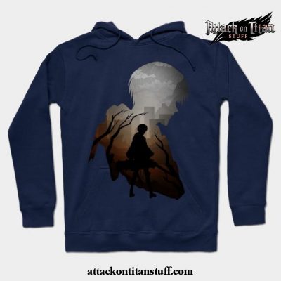 levi aot art hoodie navy blue s 449 - Attack On Titan Merch